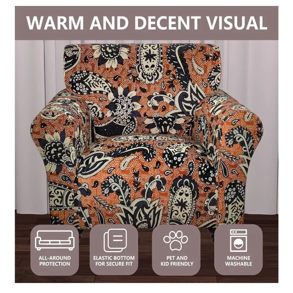 Stretch Couch Covers, Floral Printed Sofa Covers,2 Piece Armchair Slipcover  046